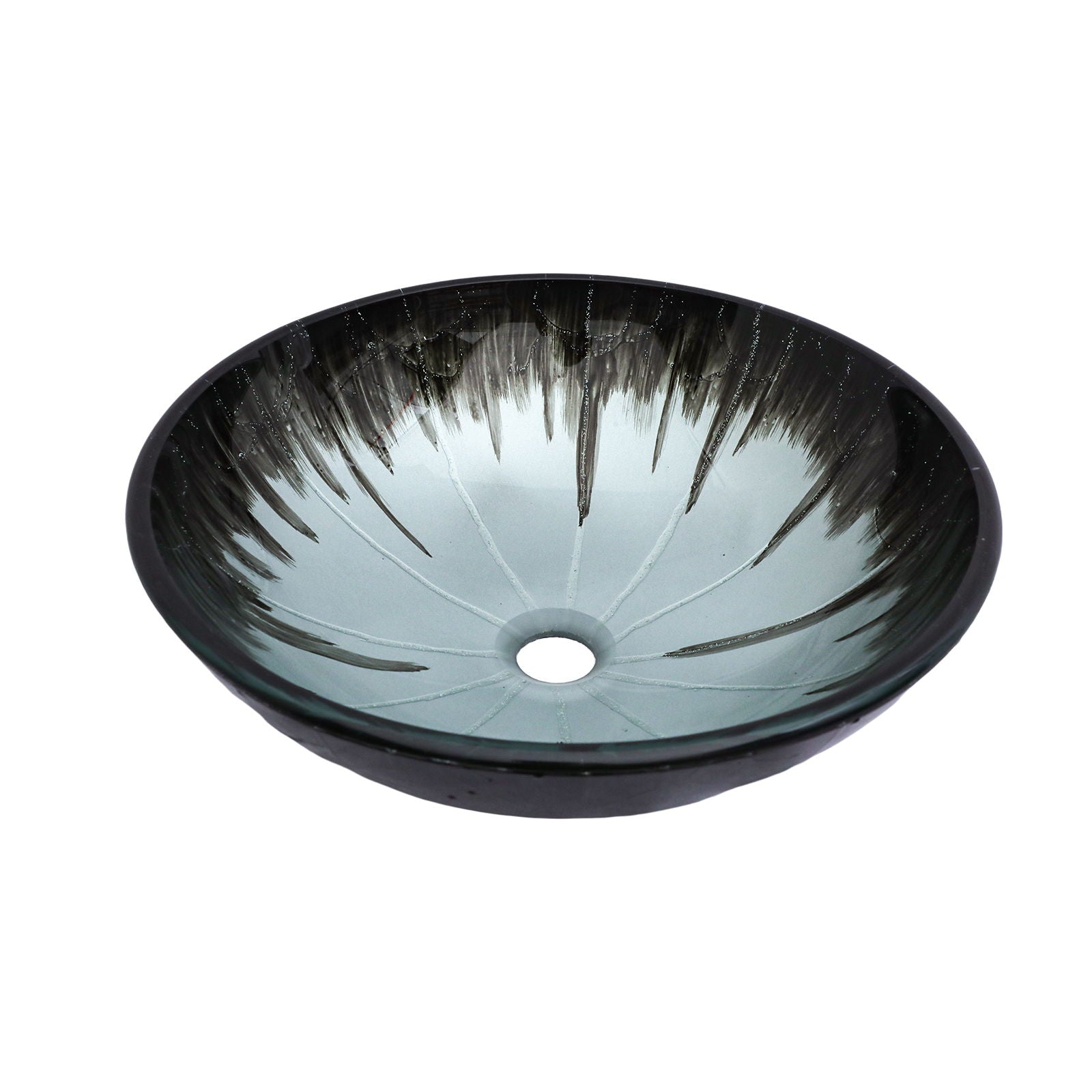 Crackle Vessel Sink With Pop Up Drain, Oval Bathroom Basin - Gray by HouseOfZazla