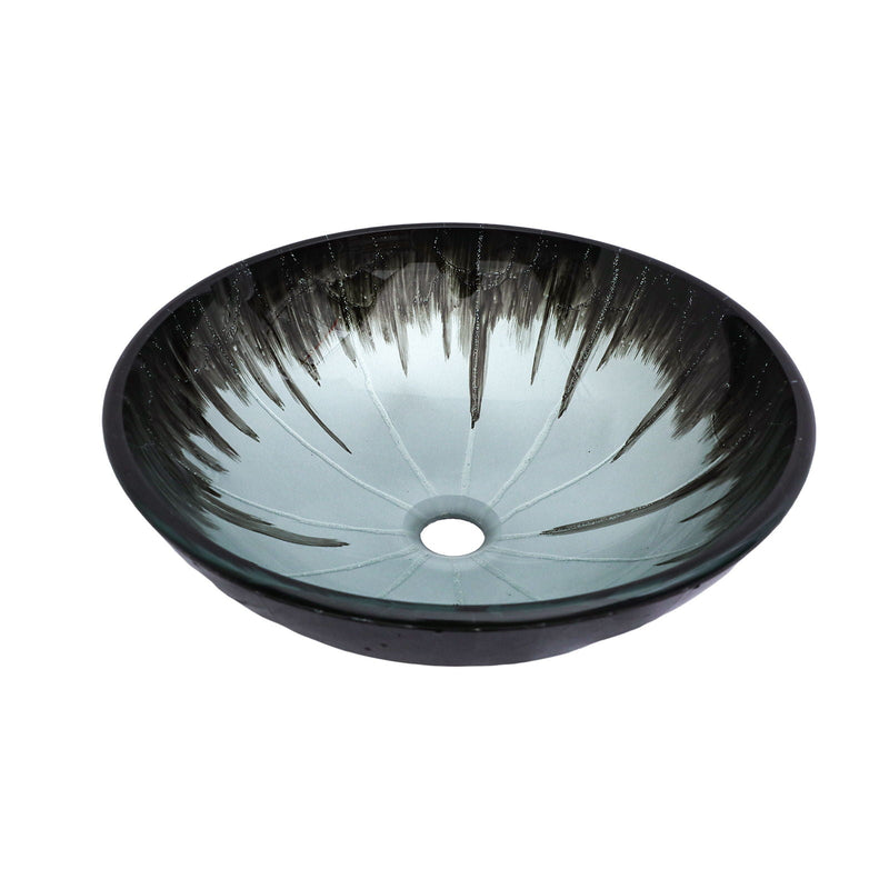Crackle Vessel Sink With Pop Up Drain, Oval Bathroom Basin - Gray by HouseOfZazla