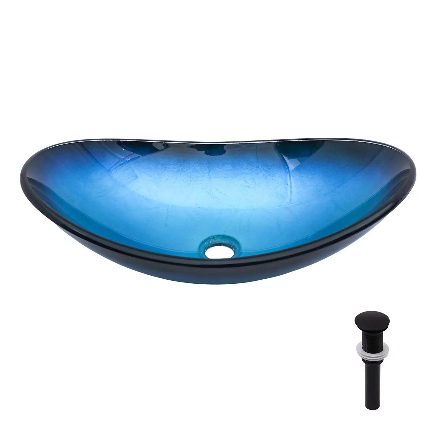 Tempered Glass Vessel Sink With Boat Shape Pop-Up Drain by HouseOfZazla