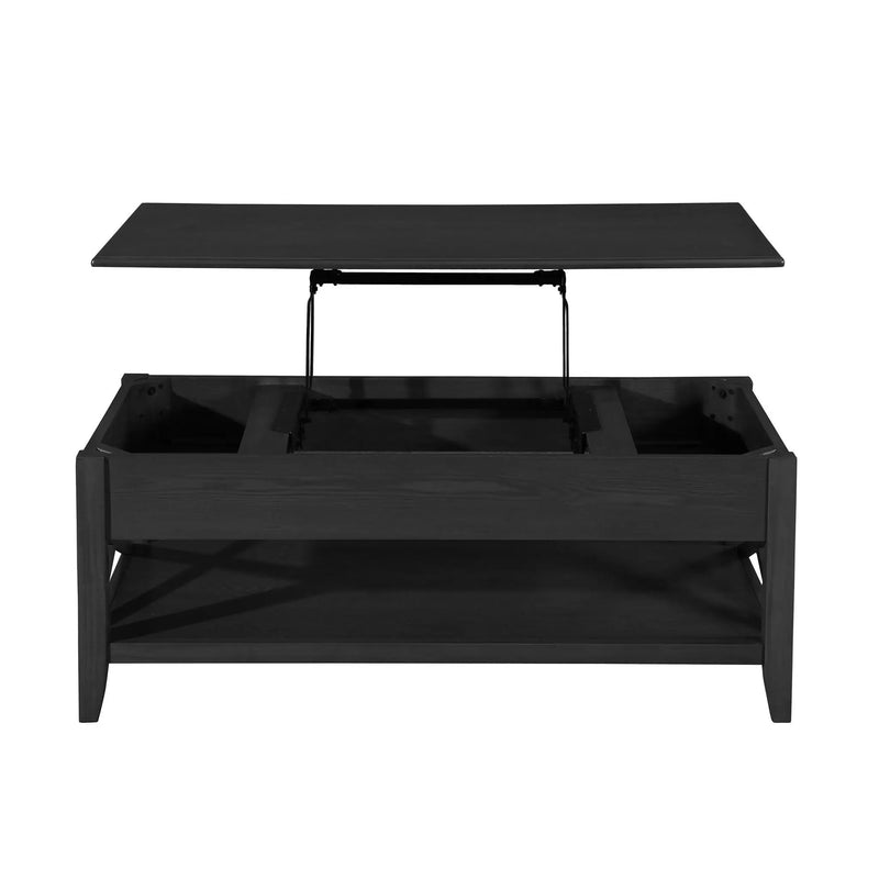 Decatur Farmhouse Lift Top Coffee Table With Storage - Black / Ash by HouseOfZazla