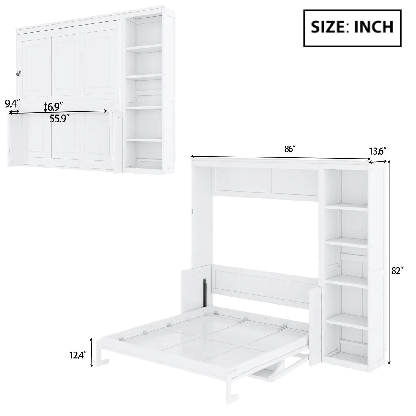 Sturdy Murphy Bed With Desk And Bookshelf by Unique Piece Furniture