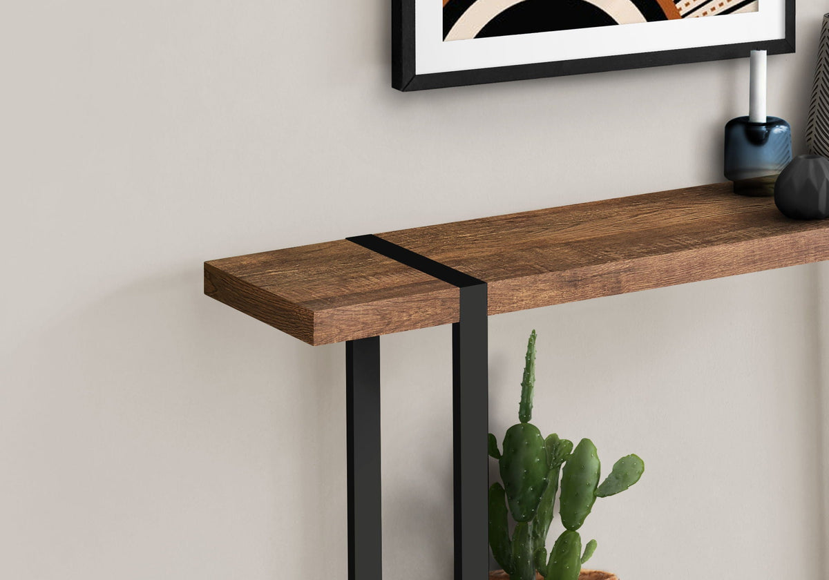 Industrial Farmhouse Accent Console Table for Entryway with Metal Legs – Black or Dark Brown, photo 3 of 8