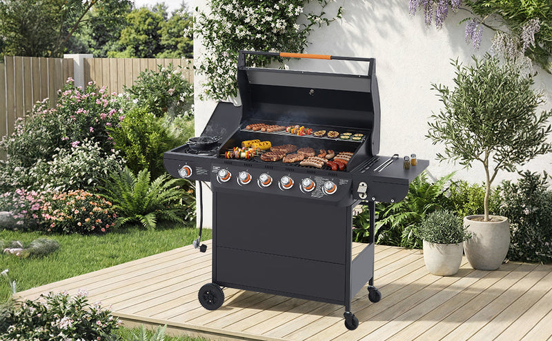 6 Burner BBQ Propane Gas Grill with Side Burner by HouseOfZazla