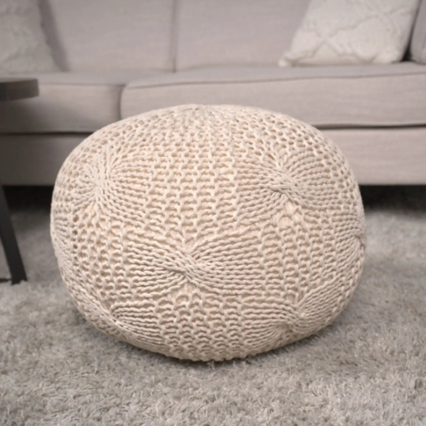 Bordeaux - Knitted Round Pouf by HouseOfZazla