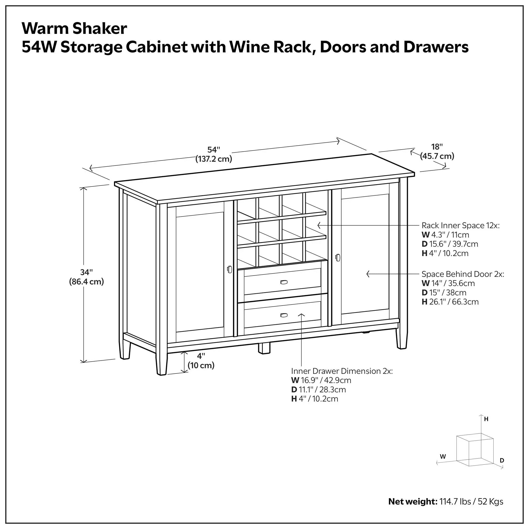 Warm Shaker - Storage Cabinet With Wine Rack - Brown by HouseOfZazla