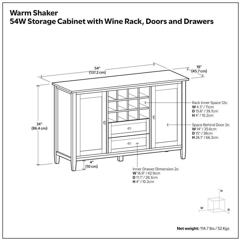 Warm Shaker - Storage Cabinet With Wine Rack - Brown by HouseOfZazla