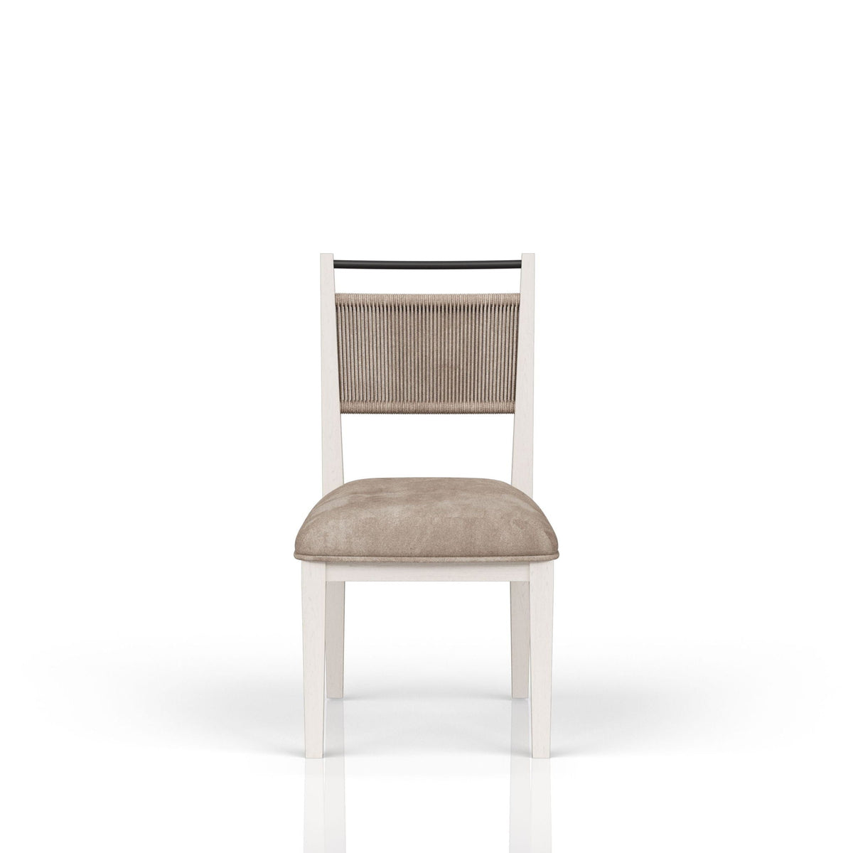 Rope Back Dining Chair with Solid Wood Frame - Beige / Carmel