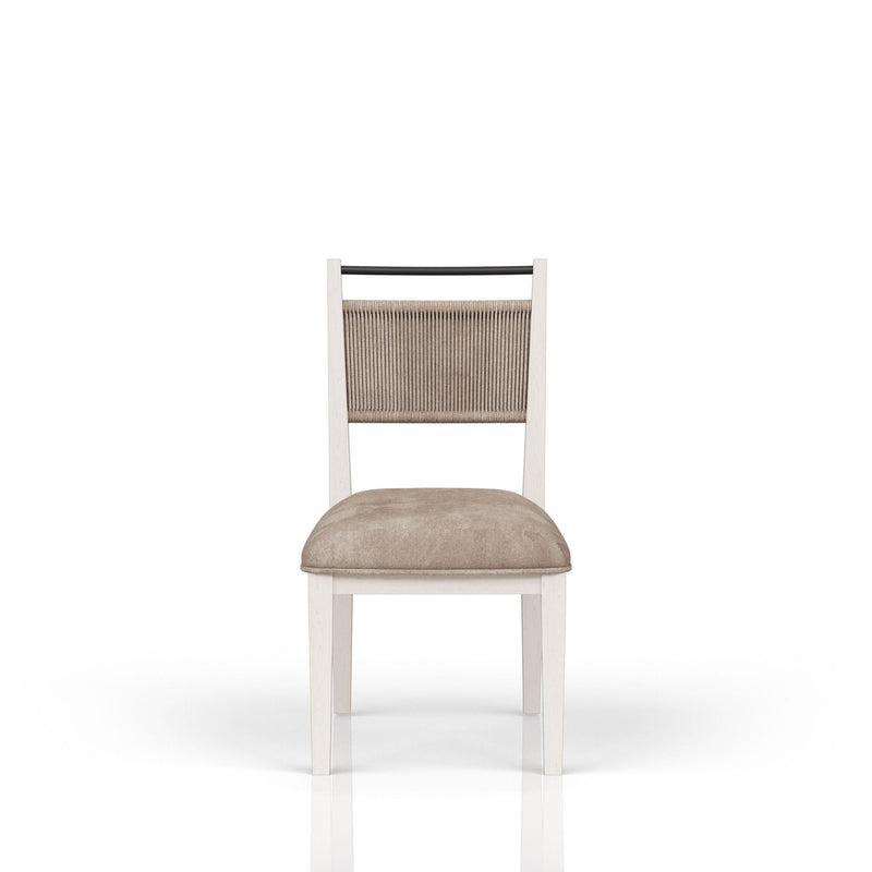 Rope Back Dining Chair with Solid Wood Frame - Beige / Carmel