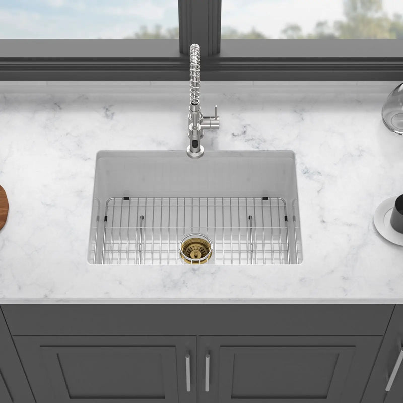 Undermount Single Bowl Ceramic Kitchen Sink, Dual Mount by HouseOfZazla