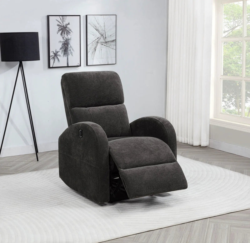 Grant Fabric Upholstered Power Recliner Chair Charcoal Grey by Unique Piece Furniture