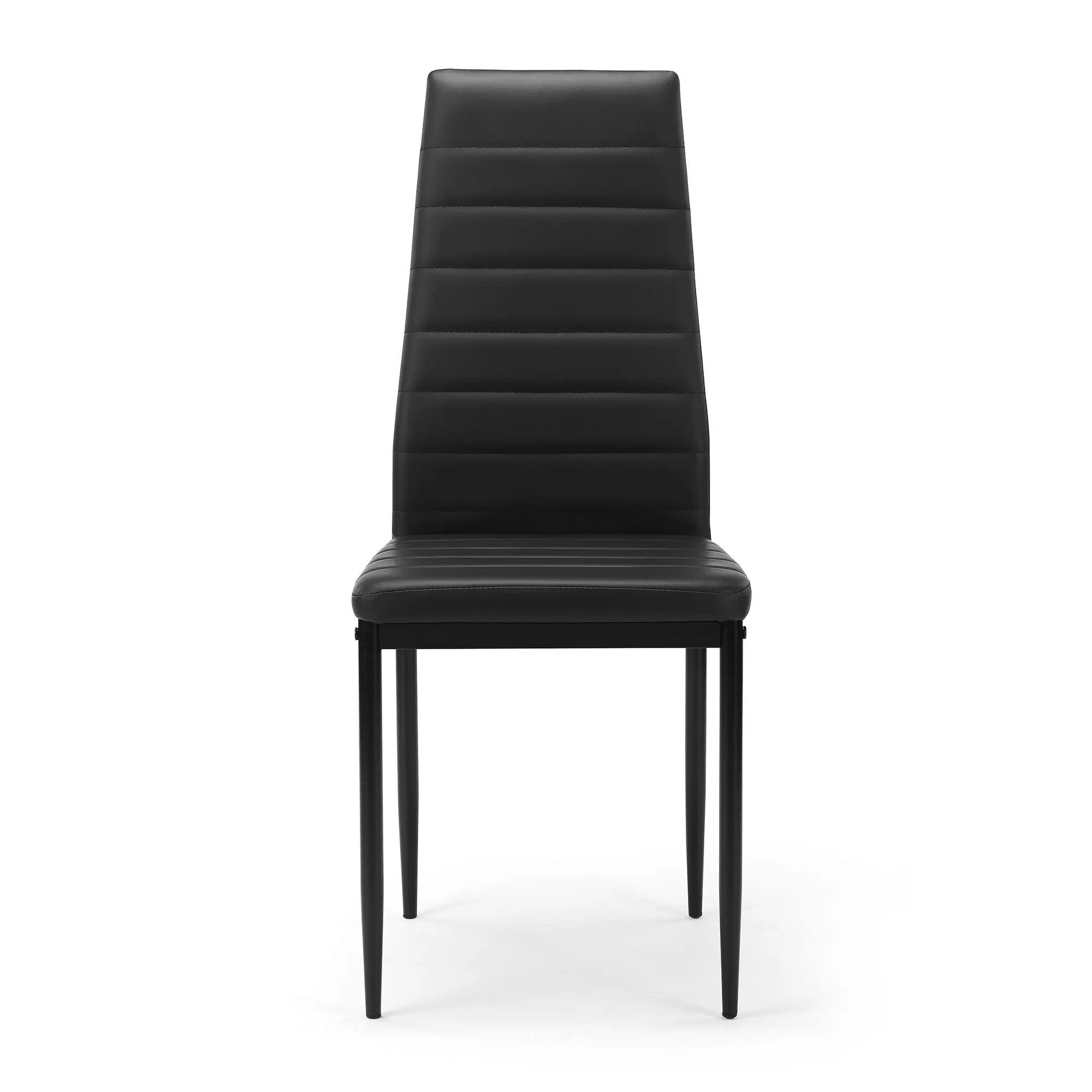 5 Pieces Dining Table Set For 4, Kitchen Room Tempered Glass Dining Table, 4 Faux Leather Chairs - Black by Unique Piece Furniture