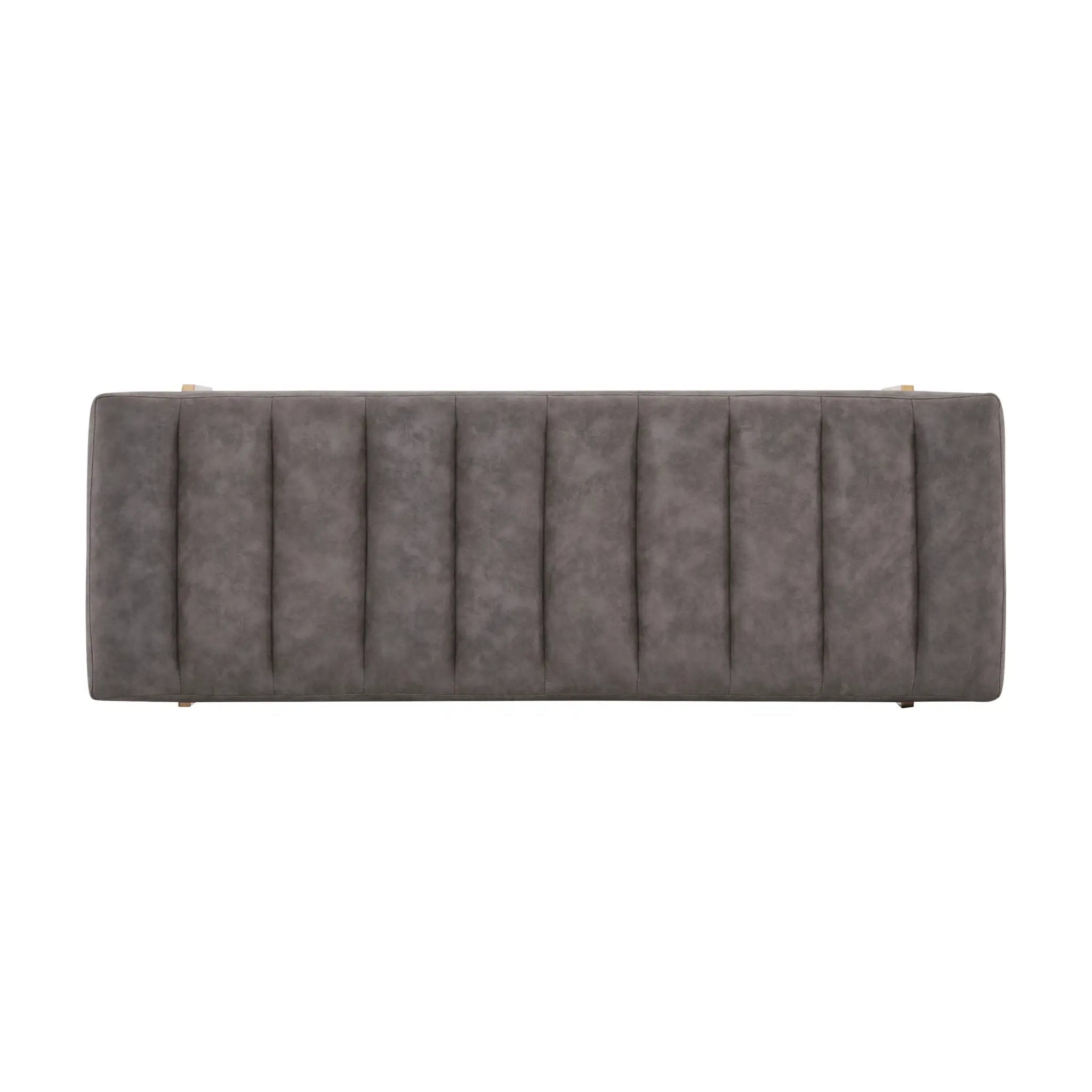 Thorian Luxury Upholstered Ottoman Bench with Channel Tufting and Metal Base by HouseOfZazla