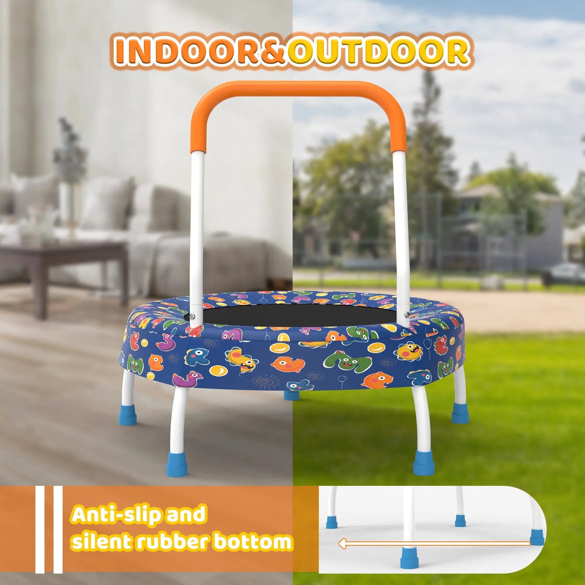 28-Inch Toddler Trampoline for Kids with Handle by HouseOfZazla