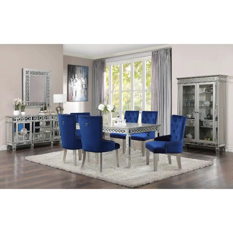 Varian - Dining Table - Mirrored & Antique Platinum by Unique Piece Furniture