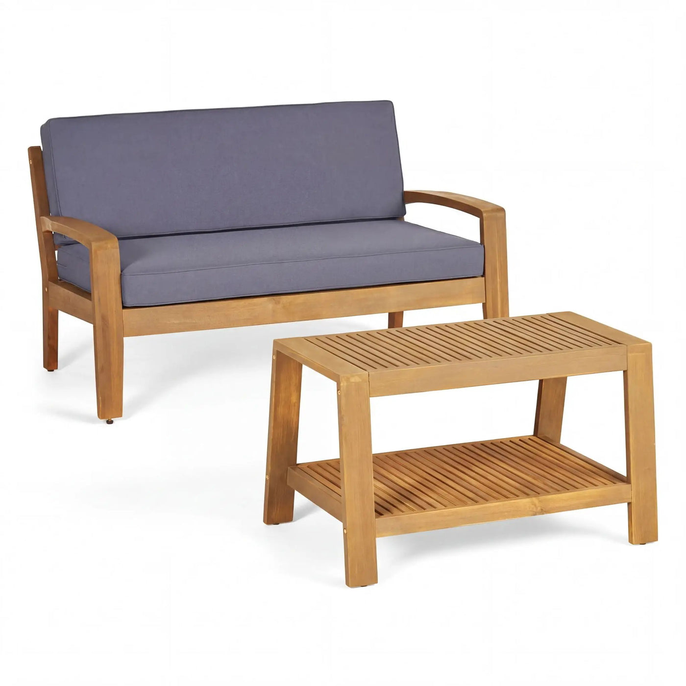 2 Piece Outdoor Conversation Set – Loveseat & Coffee Table with Water-Resistant Cushions by HouseOfZazla