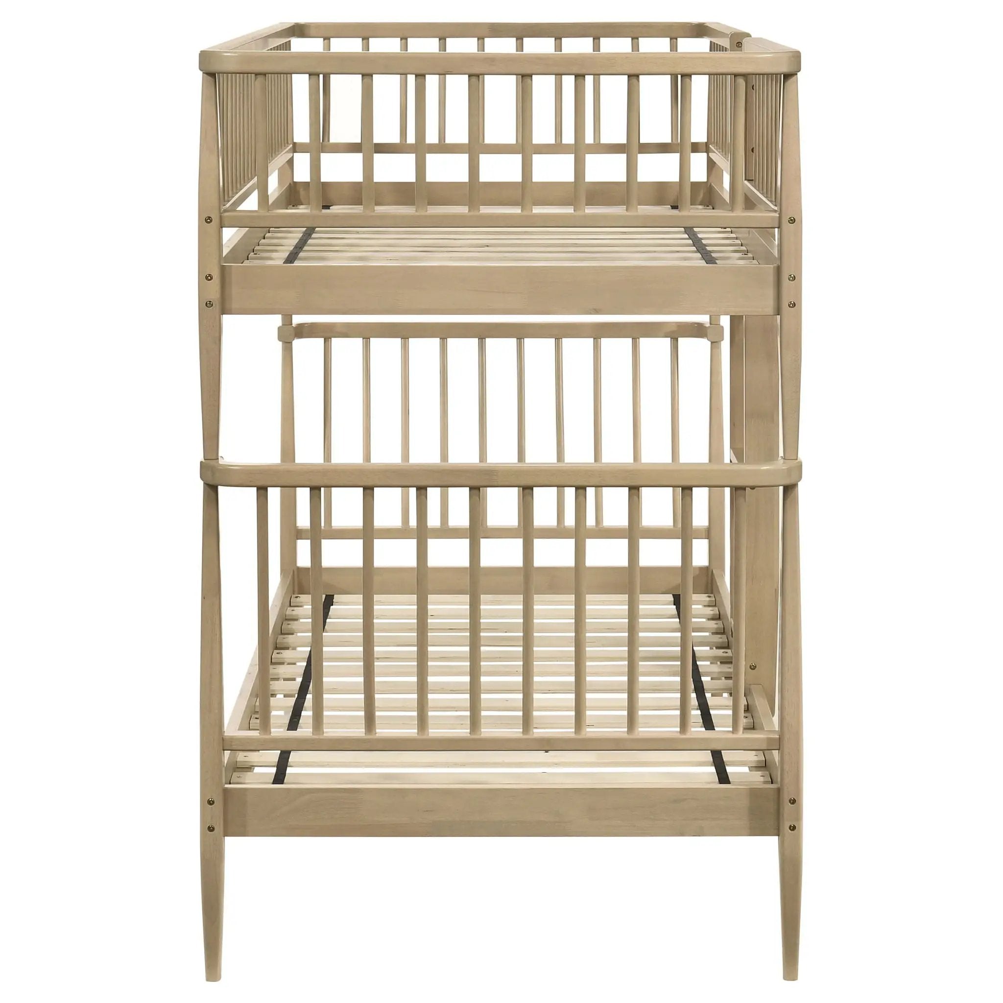 Abram Windsor Twin Over Twin Wood Bunk Bed with Ladder Almond by Unique Piece Furniture
