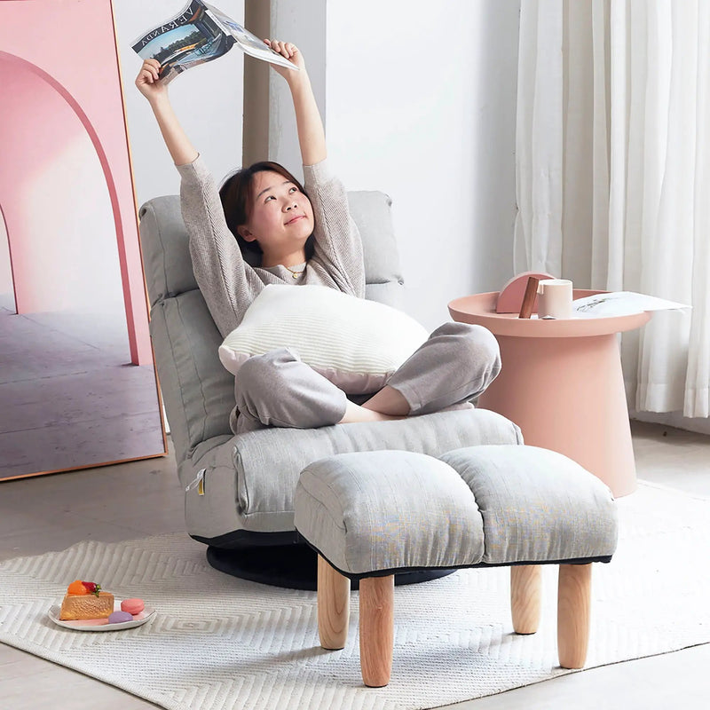 Adjustable Japanese Reclining Floor Chair Sofa With Metal Frame For Living Room by Unique Piece Furniture