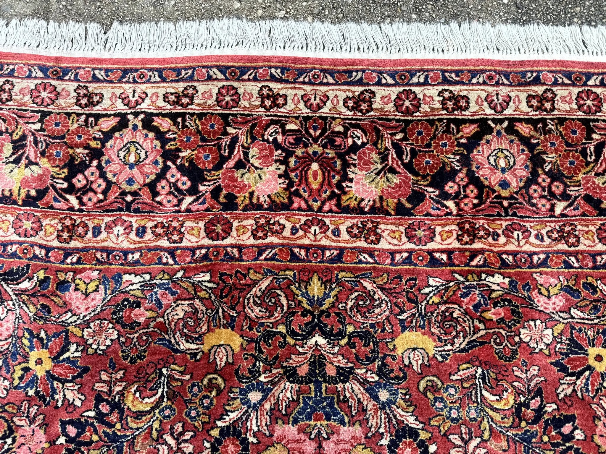Large Antique Persian Sarouk Rug 11x18, Red, Floral Allover, Palace Size Wool Handmade Carpet by Jewel Rugs