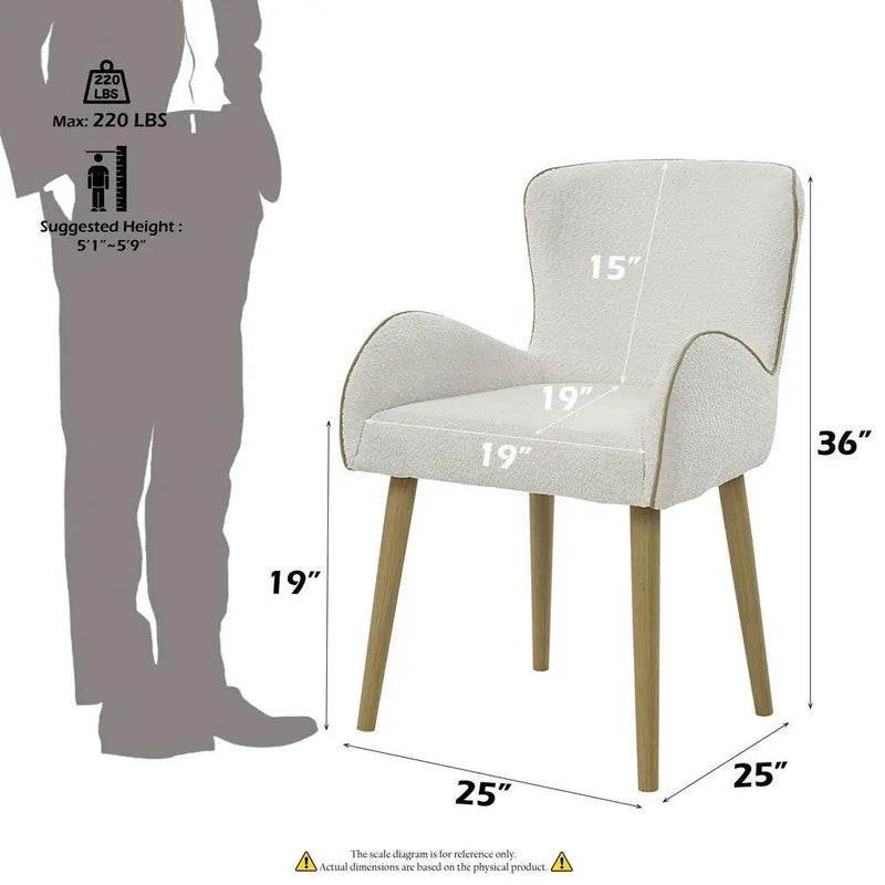 Adalynn - Side Chair (Set of 2) - Beige Boucle & Oak by Unique Piece Furniture