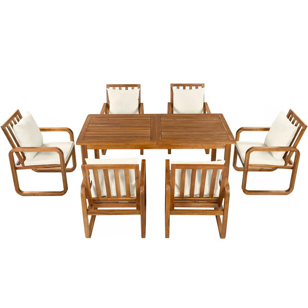 7 Piece Outdoor Patio Dining Set With Removable Cushions
