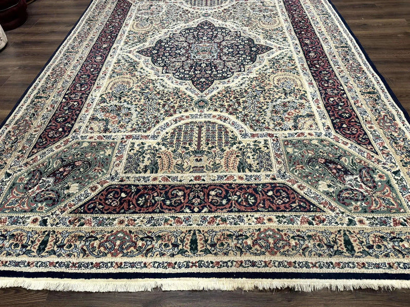 Persian Rug 8x11, Belgium Power Loomed Rug, Kirman Lavar Floral Design, Vintage Rug by Jewel Rugs