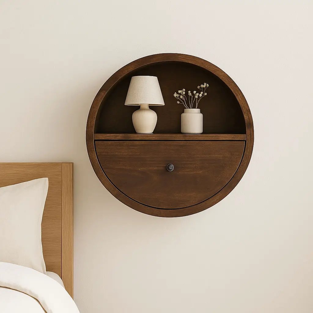 Floating Circle Bedside Table - Chestnut by HouseOfZazla