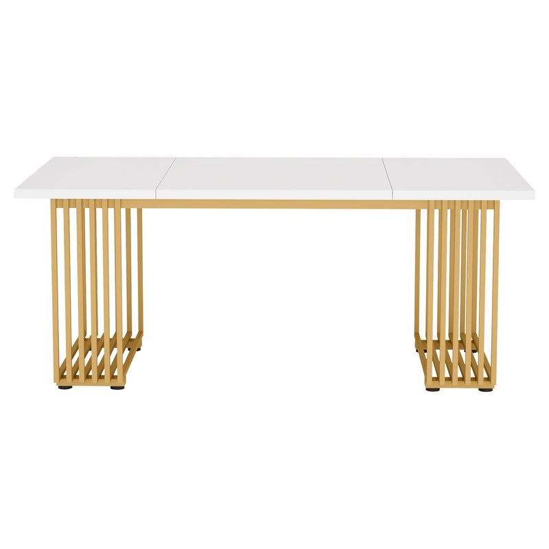 Office Executive Desk For Home Office - White / Gold by HouseOfZazla