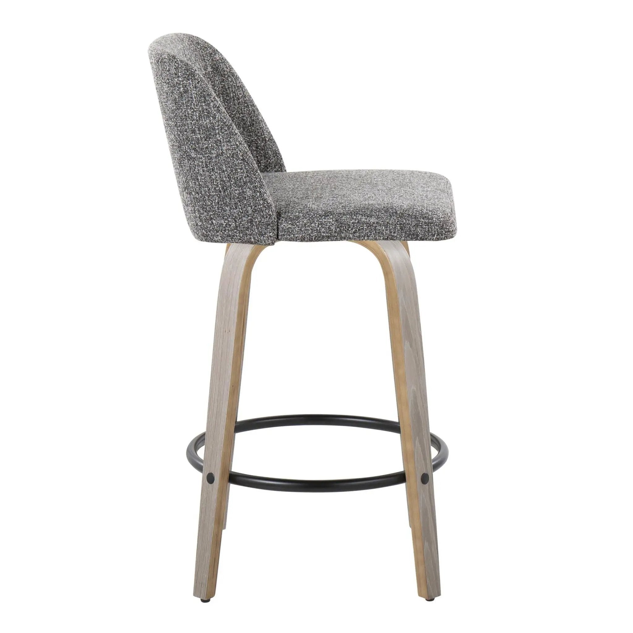 Toriano - Contemporary Fixed Height Counter Stool With Swivel & Round Footrest (Set of 2) by Unique Piece Furniture
