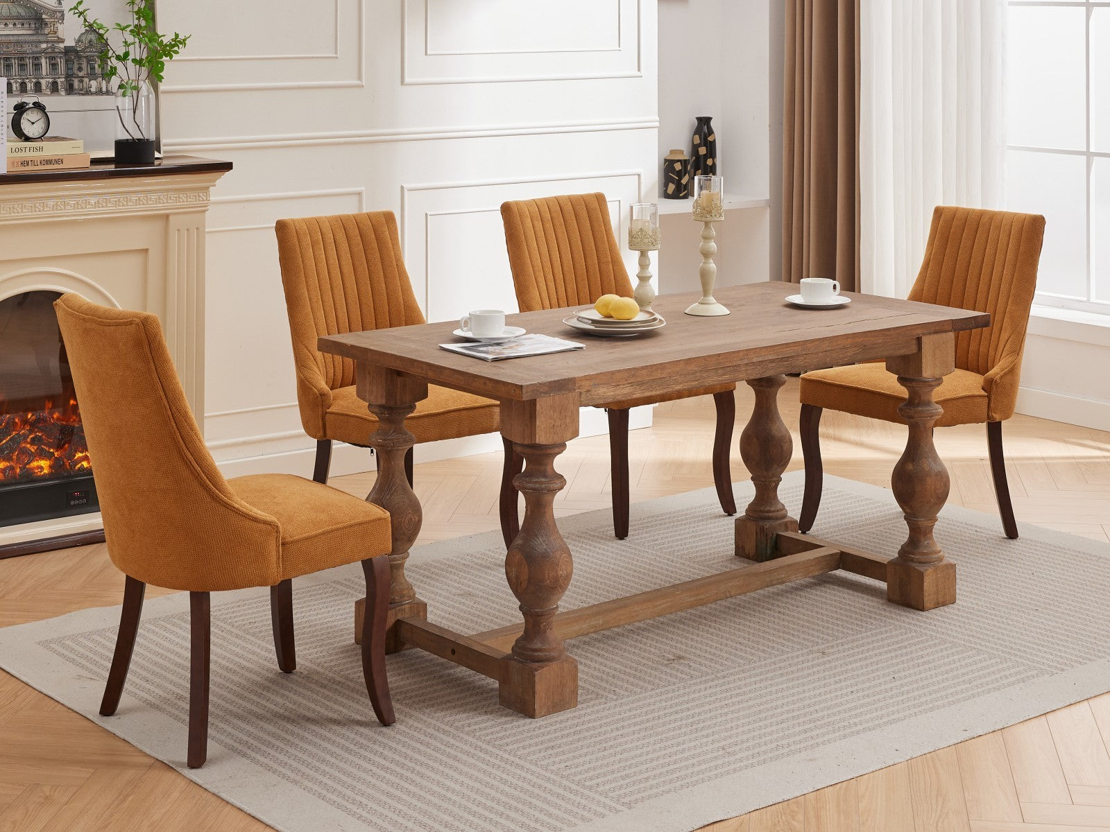 Set of 2 Rayon Cloth Flocking Linen Dining Chairs by BLAKHOM