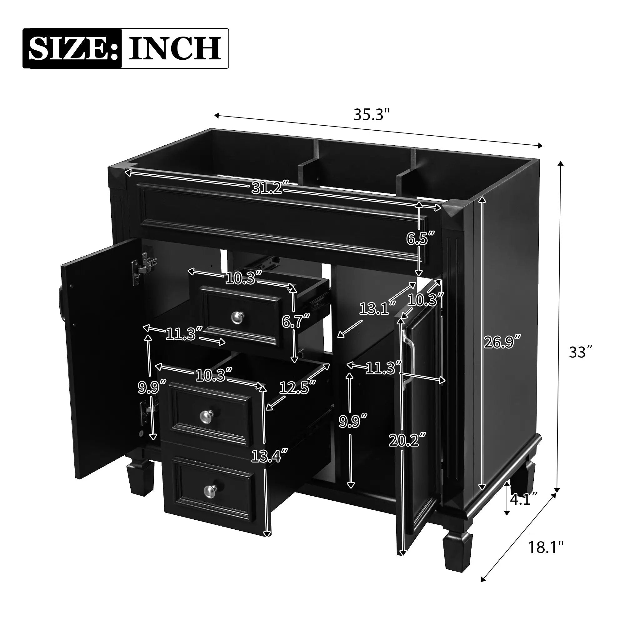 36" Bathroom Vanity Without Top Sink by HouseOfZazla