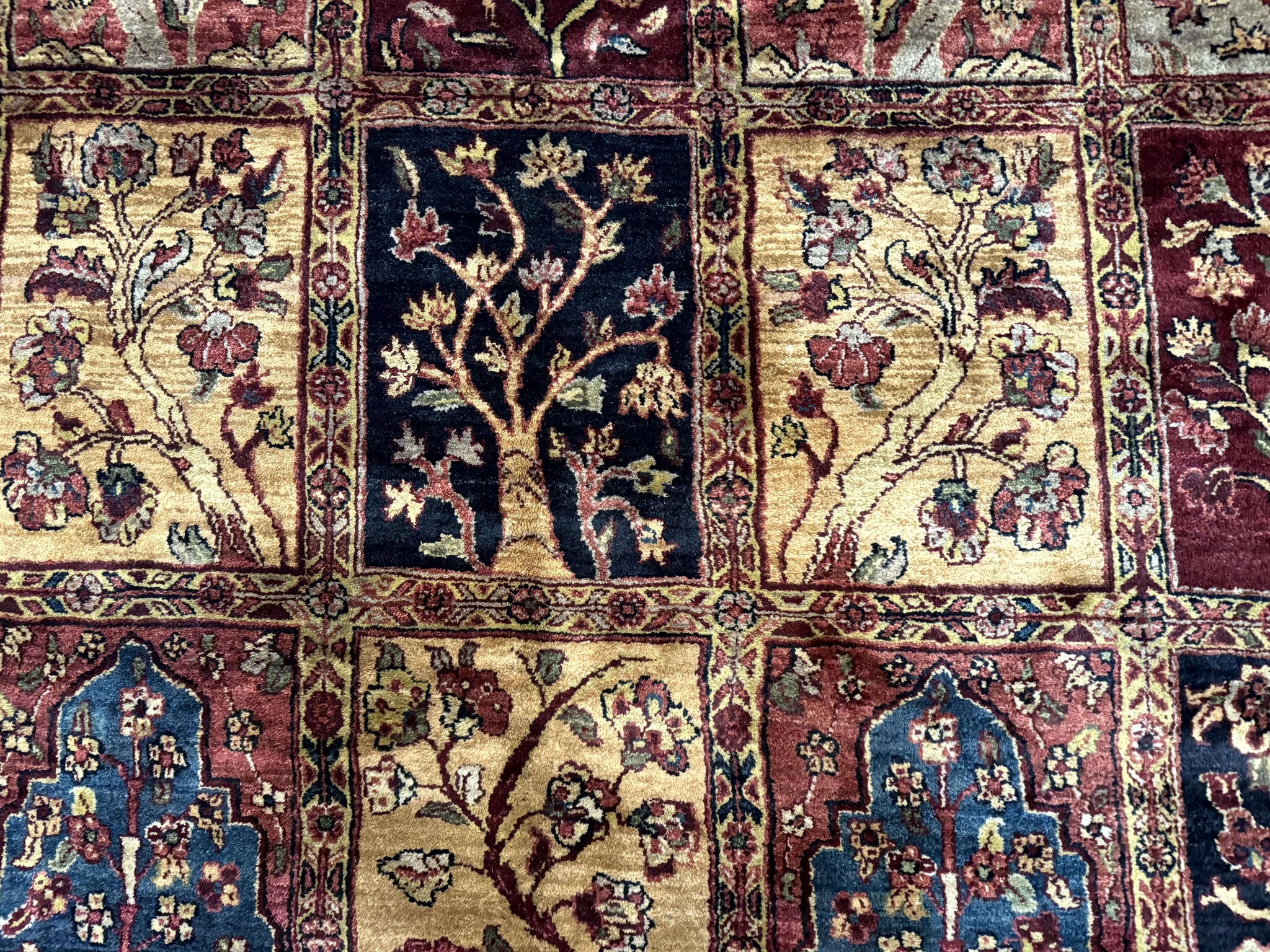 Indo Persian Rug 9x12, Bakhtiari Panel Design, Multicolor, Soft Wool Pile by Jewel Rugs