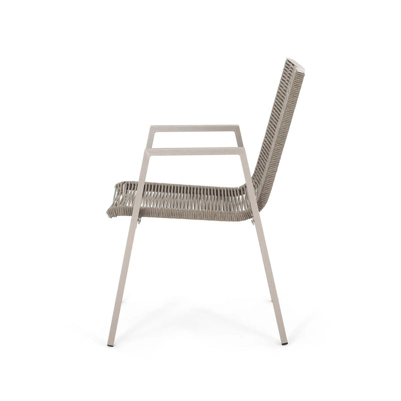 Outdoor Modern Aluminum Dining Chair Set With Rope Sea (Set of 2) by HouseOfZazla