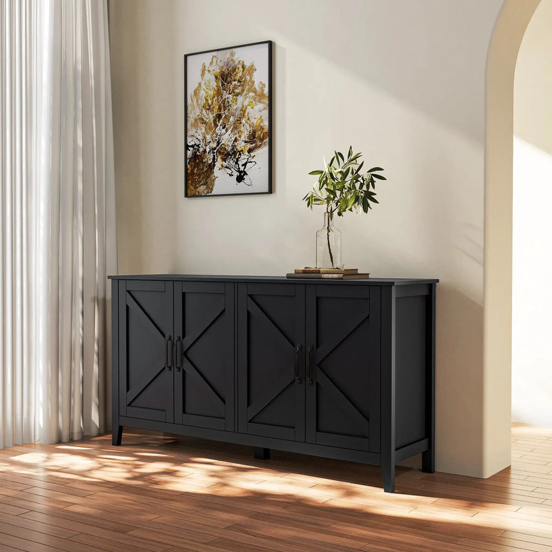 Cabinet With 4 Doors and 4 Open Shelves Freestanding Sideboard by HouseOfZazla