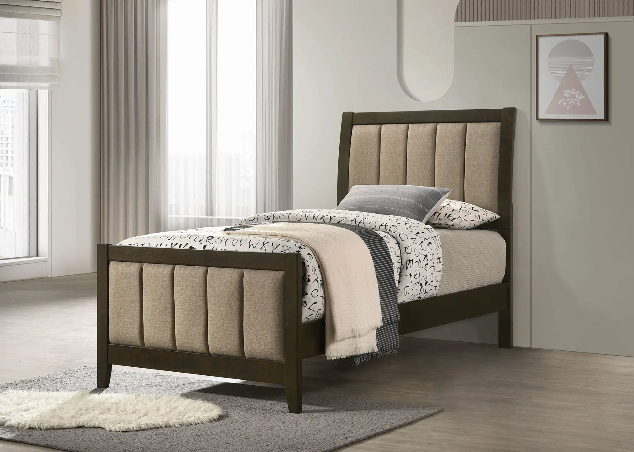 Wilkes 51-inch Upholstered Twin Bed Dark Cocoa by Unique Piece Furniture