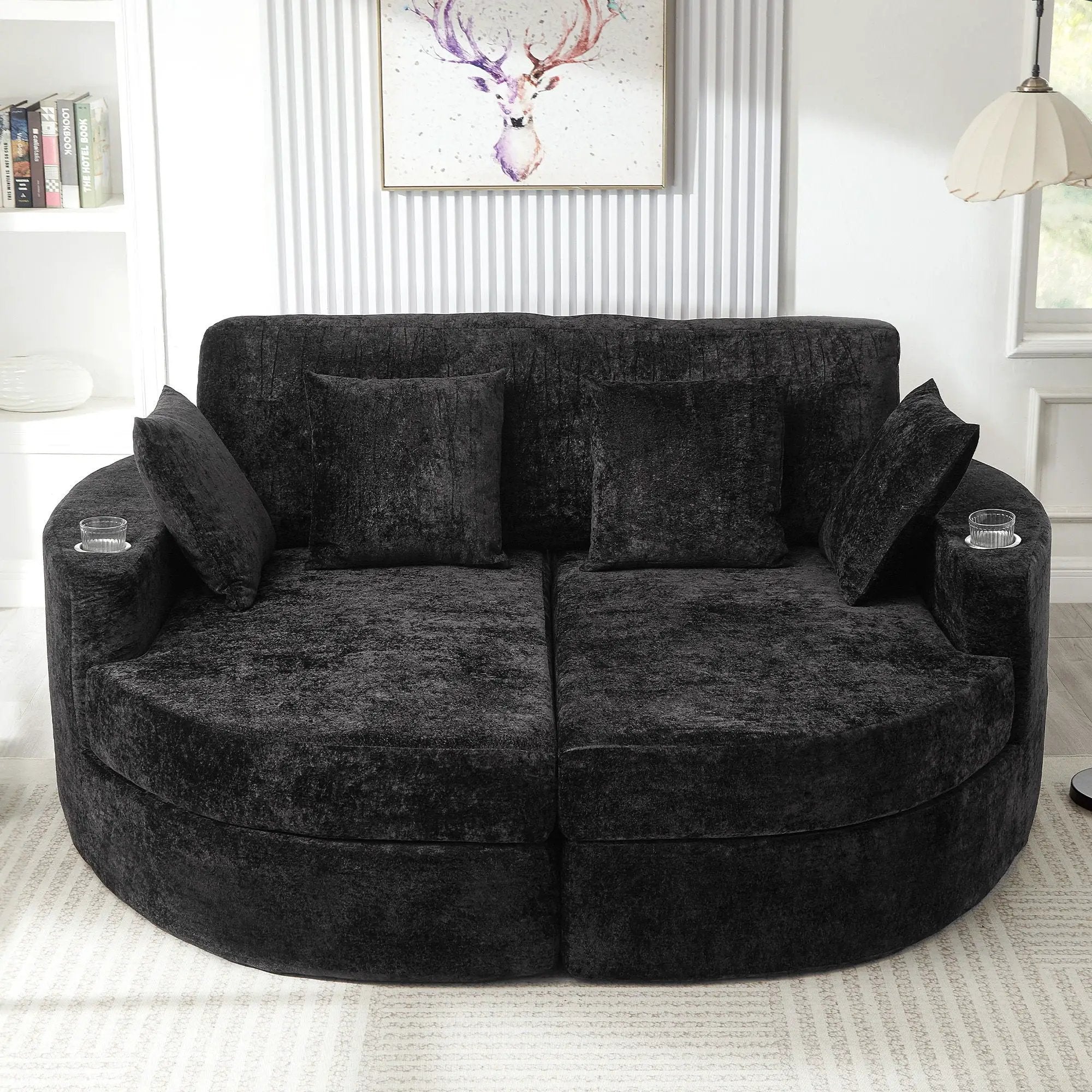 Boneless Design Upholstered Sofa Bed With Cup Holders by Unique Piece Furniture