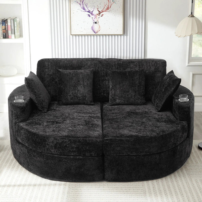 Boneless Design Upholstered Sofa Bed With Cup Holders by Unique Piece Furniture