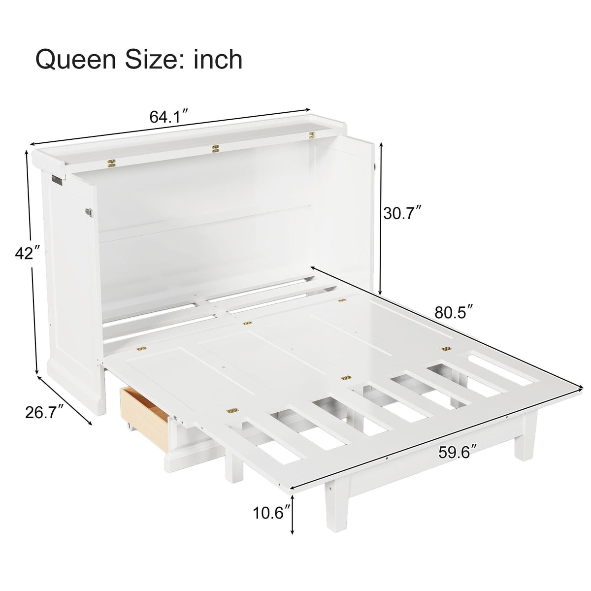 Solid Pine Murphy Bed Chest with USB Charging Station - White or Dark Gray, photo 8 of 40
