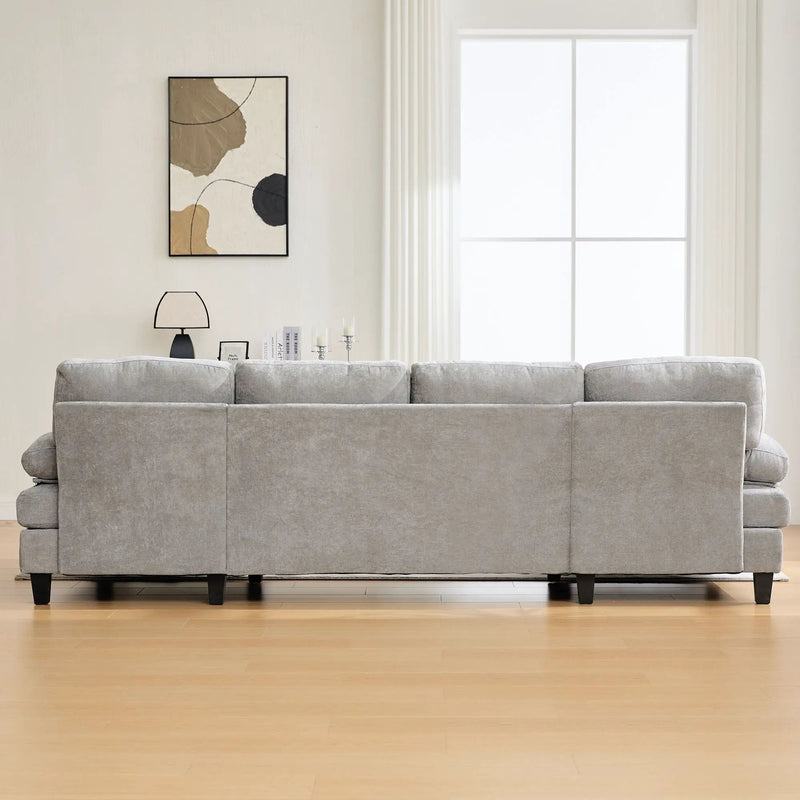 U-Shaped Sectional Sofa 103.5" Fabric Couch With Dual Chaise Lounges, Storage Pockets, Armrest Pillows by HouseOfZazla