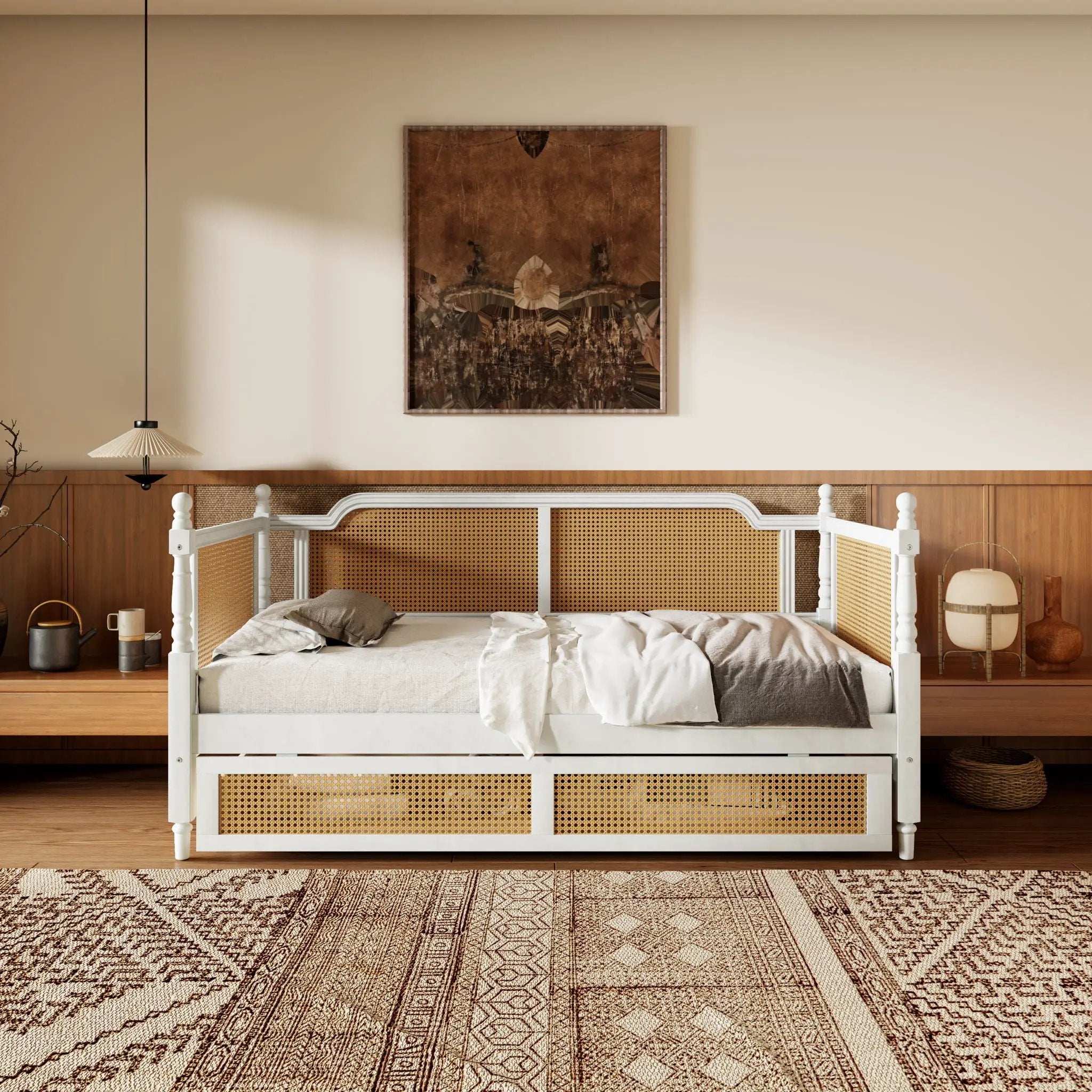 Traditional Style Rattan Daybed, No Box Spring Needed by Unique Piece Furniture