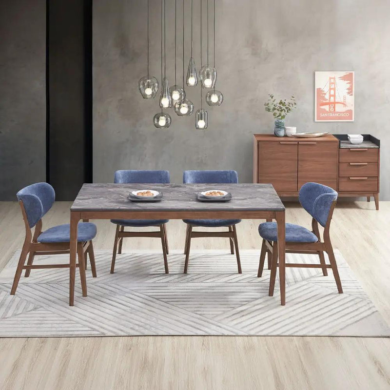 Bevis - Dining Table - Engineered Stone Top & Walnut by Unique Piece Furniture