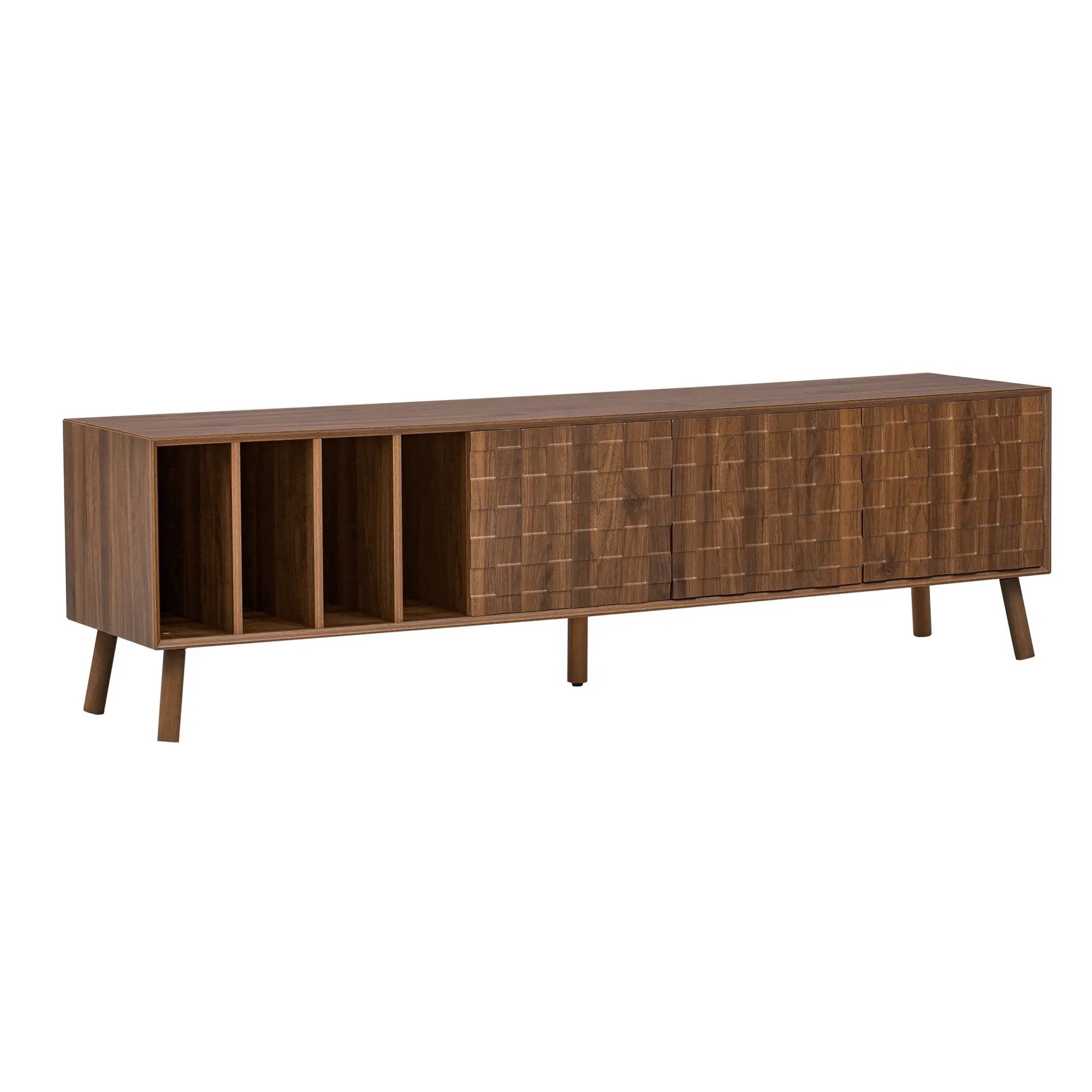 TV Stand With 5 Legs, Media Console Table For Tvs Up To 75" - Walnut by HouseOfZazla