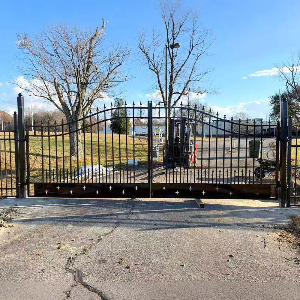 16x8 ft Dual Swing Driveway Gate with Star Pattern by Chery Industrial