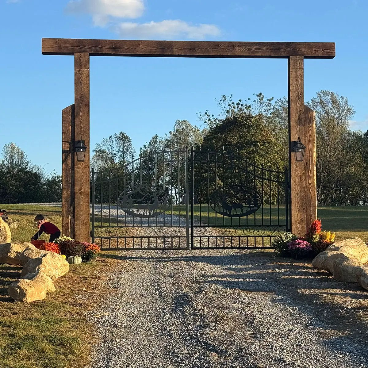 14x8 ft Steel Dual Swing Driveway Gate by Chery Industrial