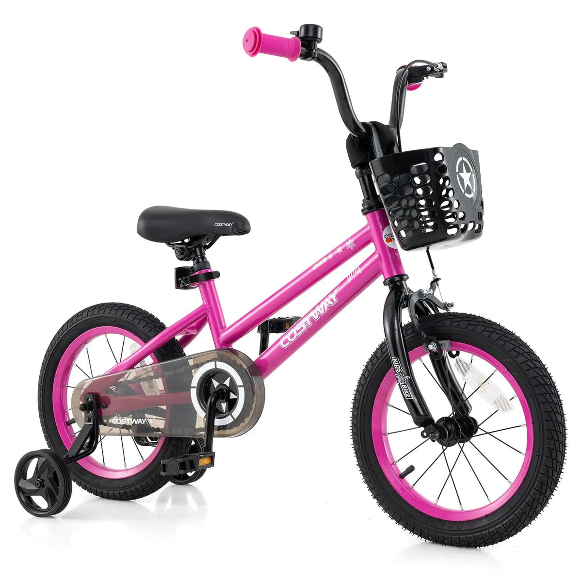 14 Inch Kids Bike Adjustable Bicycle with Front Basket for Children Aged 4-5 Years Old by DirectDeals