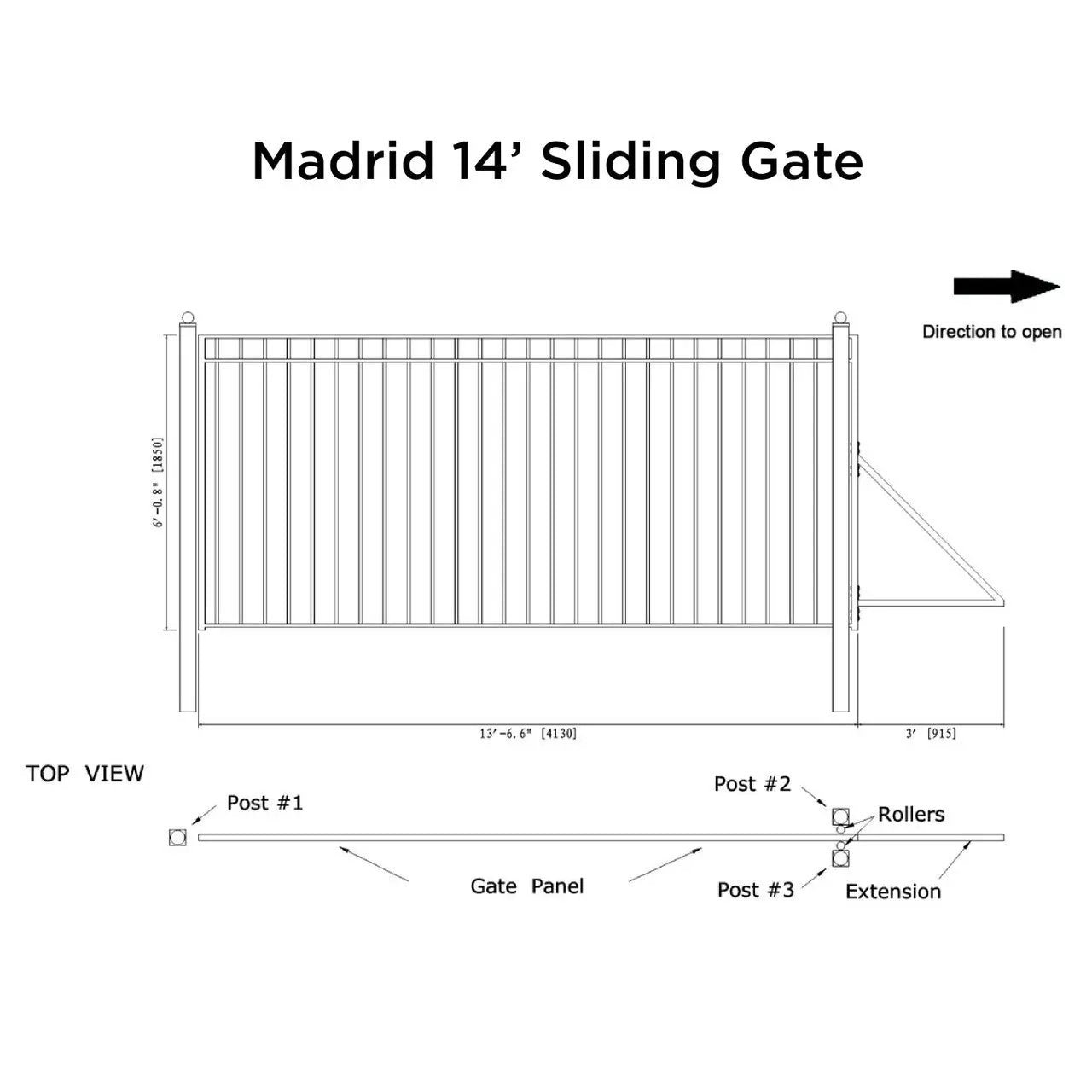 14x6 ft Steel Sliding Driveway Gate by Chery Industrial