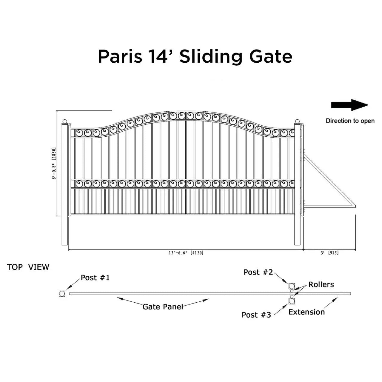14x6 ft Steel Sliding Driveway Gate by Chery Industrial