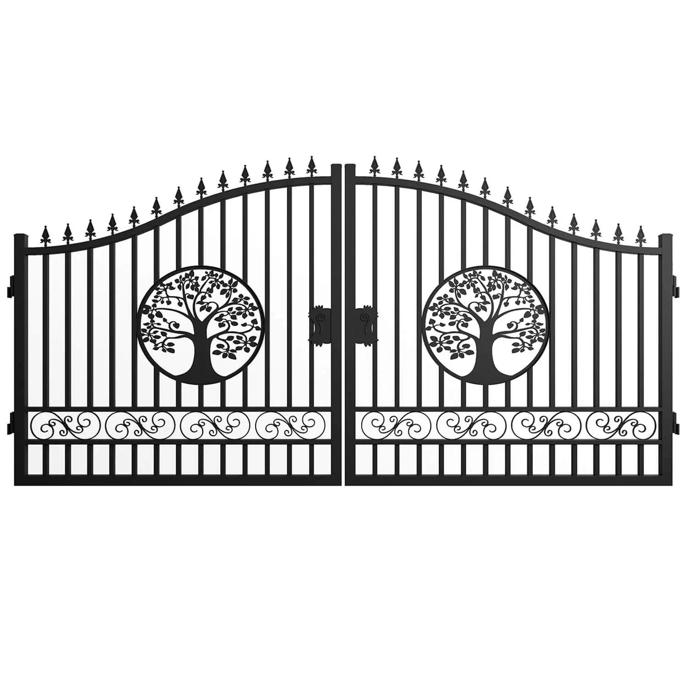 14x8 ft Steel Dual Swing Driveway Gate with Wider Goalposts by Chery Industrial