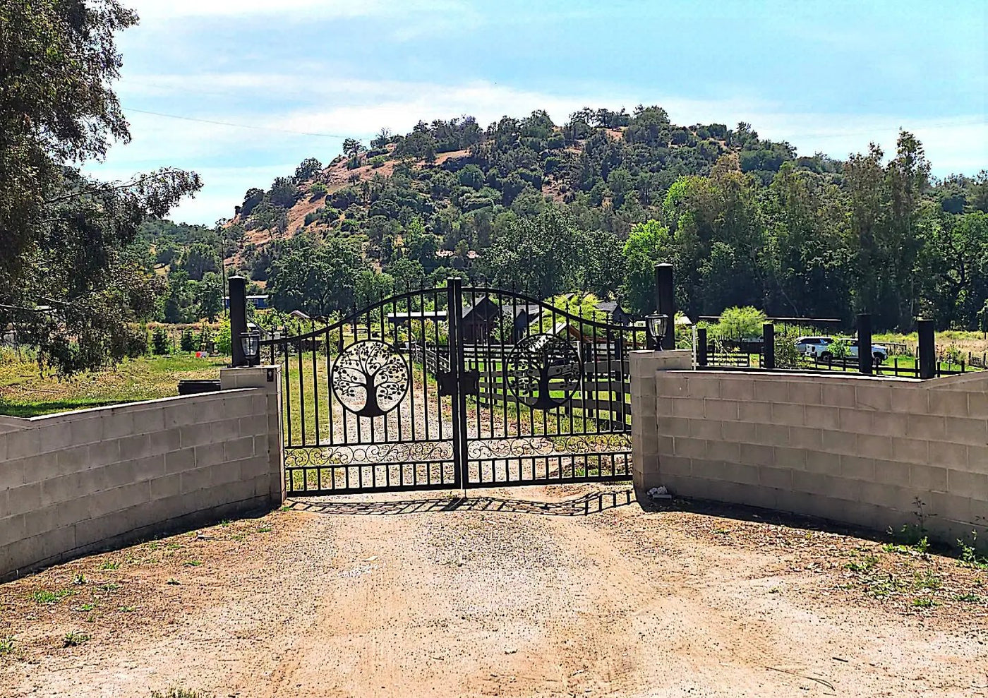 14x8 ft Steel Dual Swing Driveway Gate with Wider Goalposts by Chery Industrial