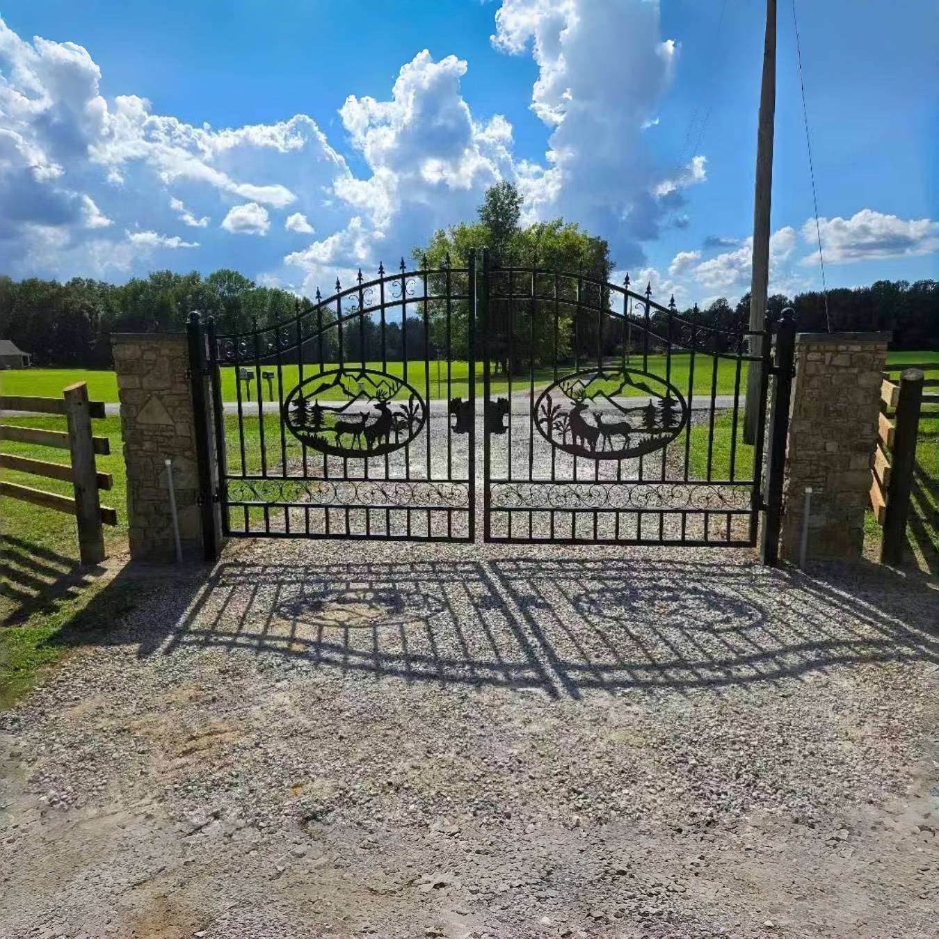 14x8 ft Steel Dual Swing Driveway Gate by Chery Industrial