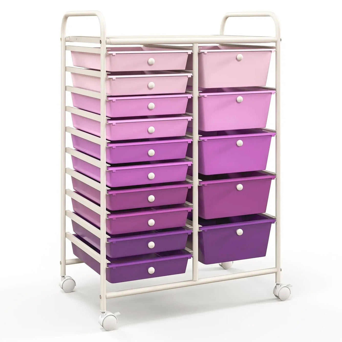 15-Drawer Utility Rolling Cart with Drawers Multi-Use Storage-Icecream Multicolor by DirectDeals